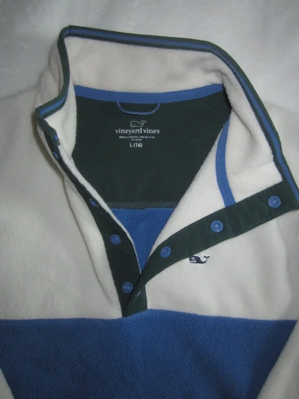 NWT VINEYARD VINES Color Blocked Quarter Snap Fleece Jacket Youth Large